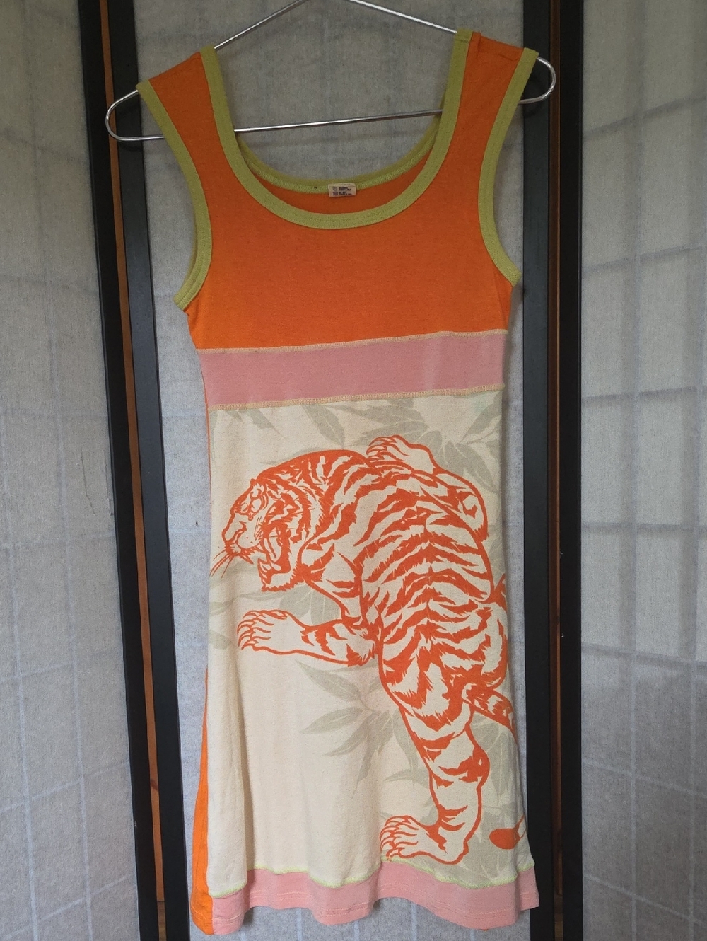 Orange Tiger Print Mini Dress - Women's Sleeveless Knit